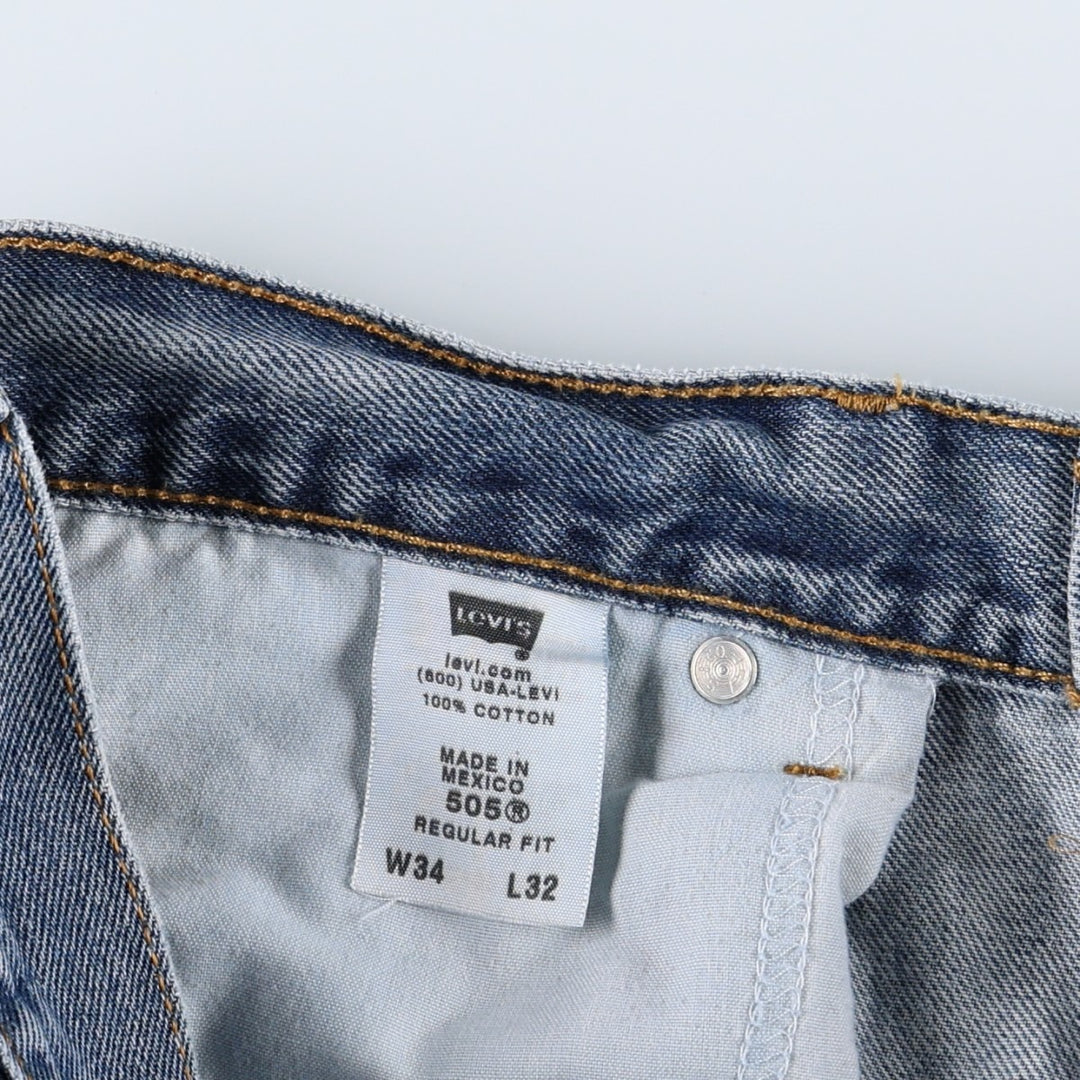 Levi's 505 REGULAR FIT tapered denim pants for men, size w34 cotton blue type Vintage Second Hand