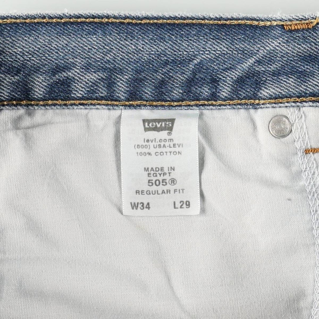 00'S Levi's 505 REGULAR FIT tapered denim pants for men, size w34 cotton blue type Vintage Second Hand