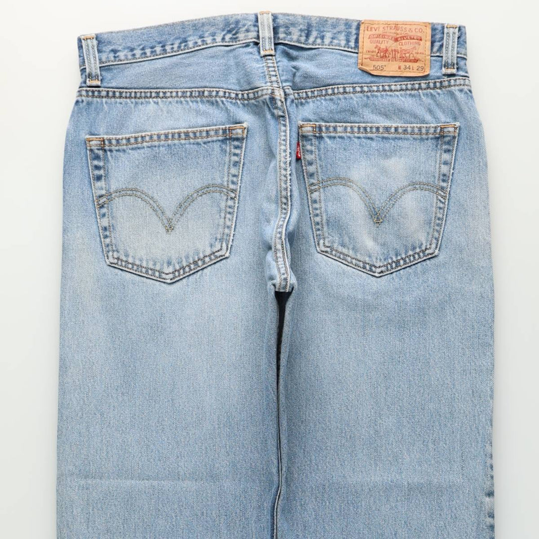 00'S Levi's 505 REGULAR FIT tapered denim pants for men, size w34 cotton blue type Vintage Second Hand