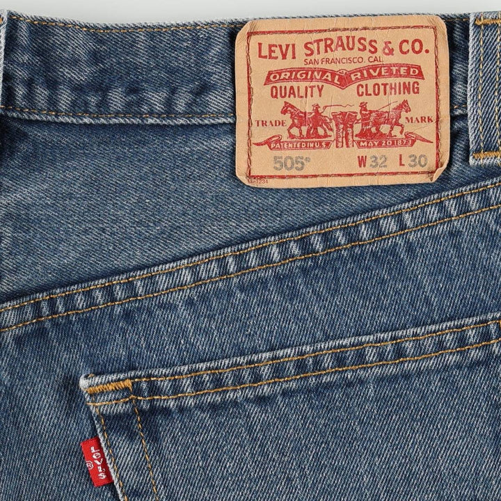 00'S Levi's 505 REGULAR FIT tapered denim pants for men, size w33 cotton blue type Vintage Second Hand