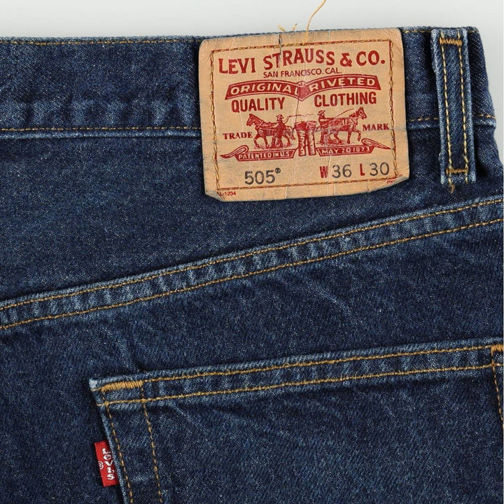 00'S Levi's 505 REGULAR FIT tapered denim pants for men, size w36 cotton blue type Vintage Second Hand