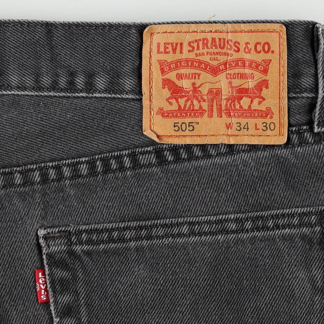 Levi's 00505-0260 Black Denim Tapered Jeans, Men's W35 (approx.) cotton black type Vintage Second Hand