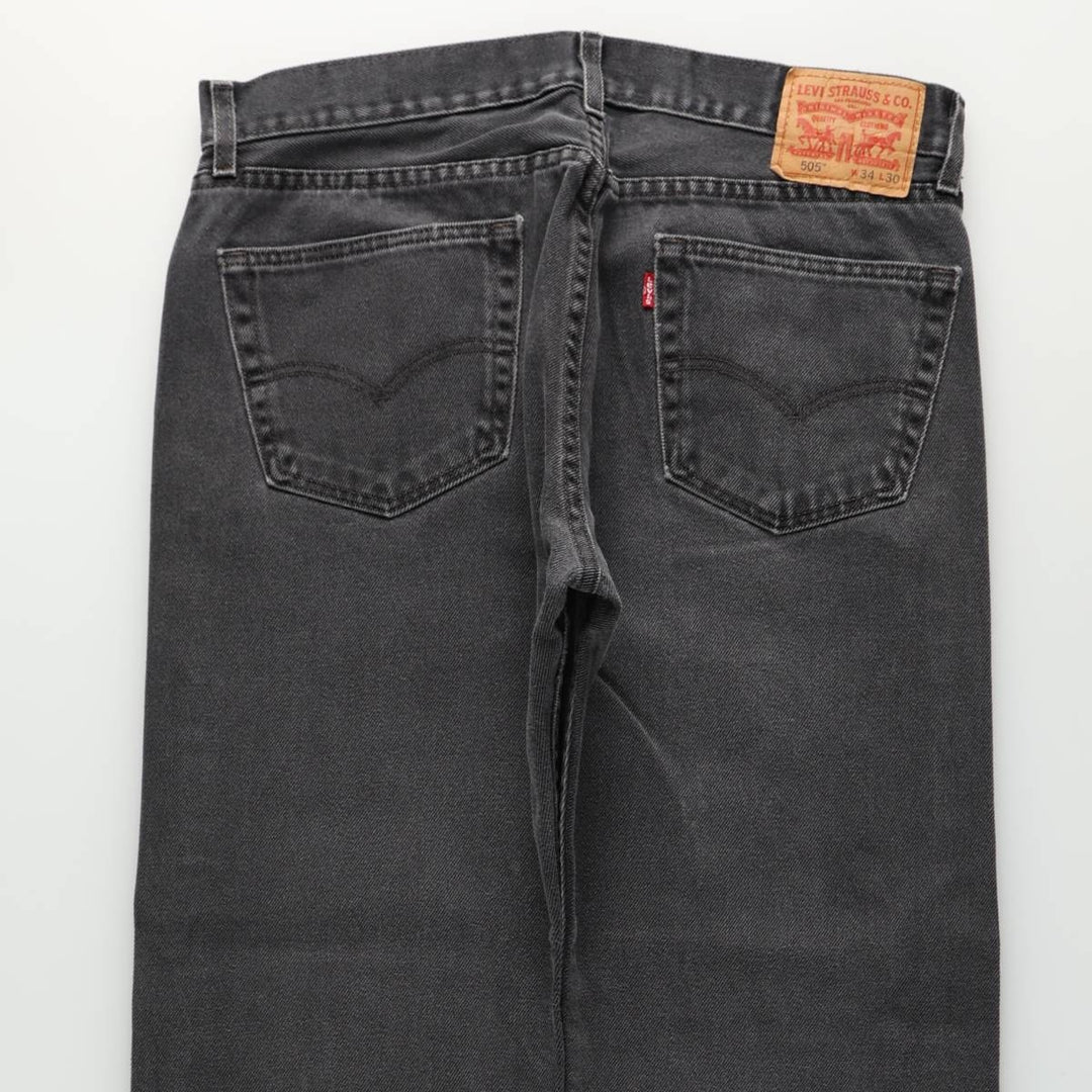 Levi's 00505-0260 Black Denim Tapered Jeans, Men's W35 (approx.) cotton black type Vintage Second Hand