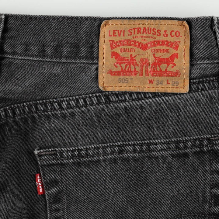 Levi's 00505-0260 Black Denim Tapered Jeans, Men's Size W34 (approx.) cotton black type Vintage Second Hand