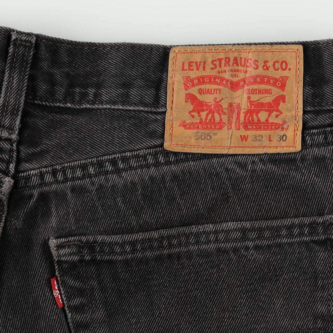 Levi's 00505-0260 Black Denim Tapered Jeans, Men's W33 (approx.) cotton black type Vintage Second Hand