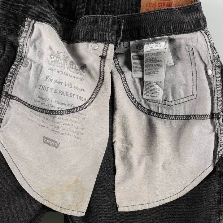 Levi's 00505-0260 Black Denim Tapered Jeans, Men's W33 (approx.) cotton black type Vintage Second Hand