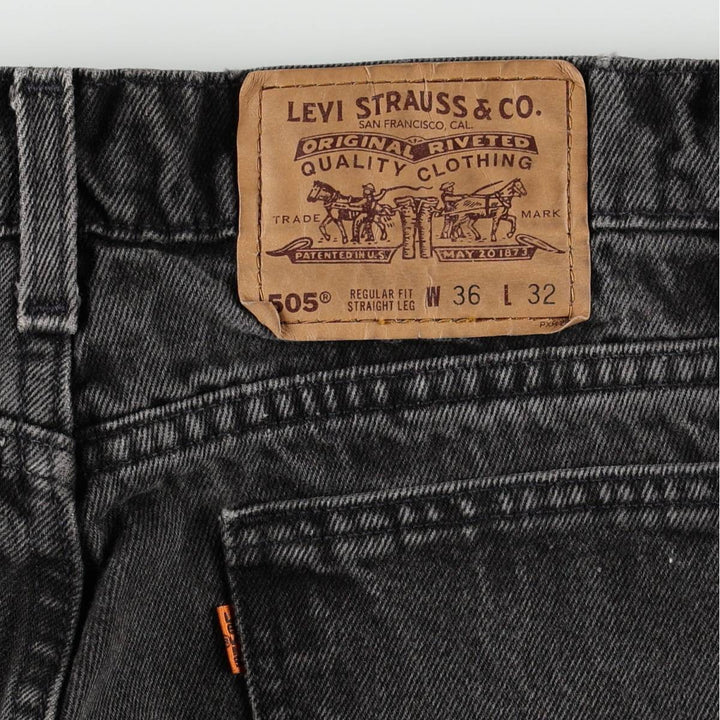 90'S Levi's 505 Regular Fit Straight Leg Tapered Denim Pants, Black Denim, Men's, Size 36, Vintage cotton black type Vintage Second Hand