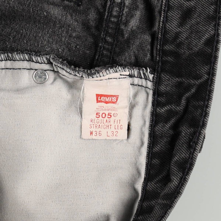 90'S Levi's 505 Regular Fit Straight Leg Tapered Denim Pants, Black Denim, Men's, Size 36, Vintage cotton black type Vintage Second Hand