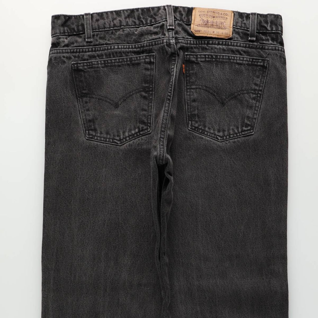 90'S Levi's 505 Regular Fit Straight Leg Tapered Denim Pants, Black Denim, Men's, Size 36, Vintage cotton black type Vintage Second Hand