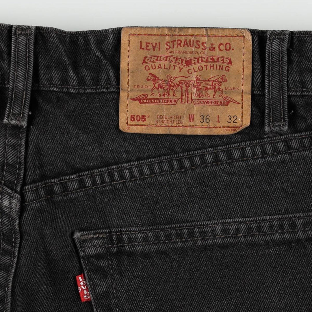 90'S Levi's 505 Regular Fit Straight Leg Black Denim Tapered Denim Pants, Made in Canada, Men's Size 36 cotton black type Vintage Second Hand