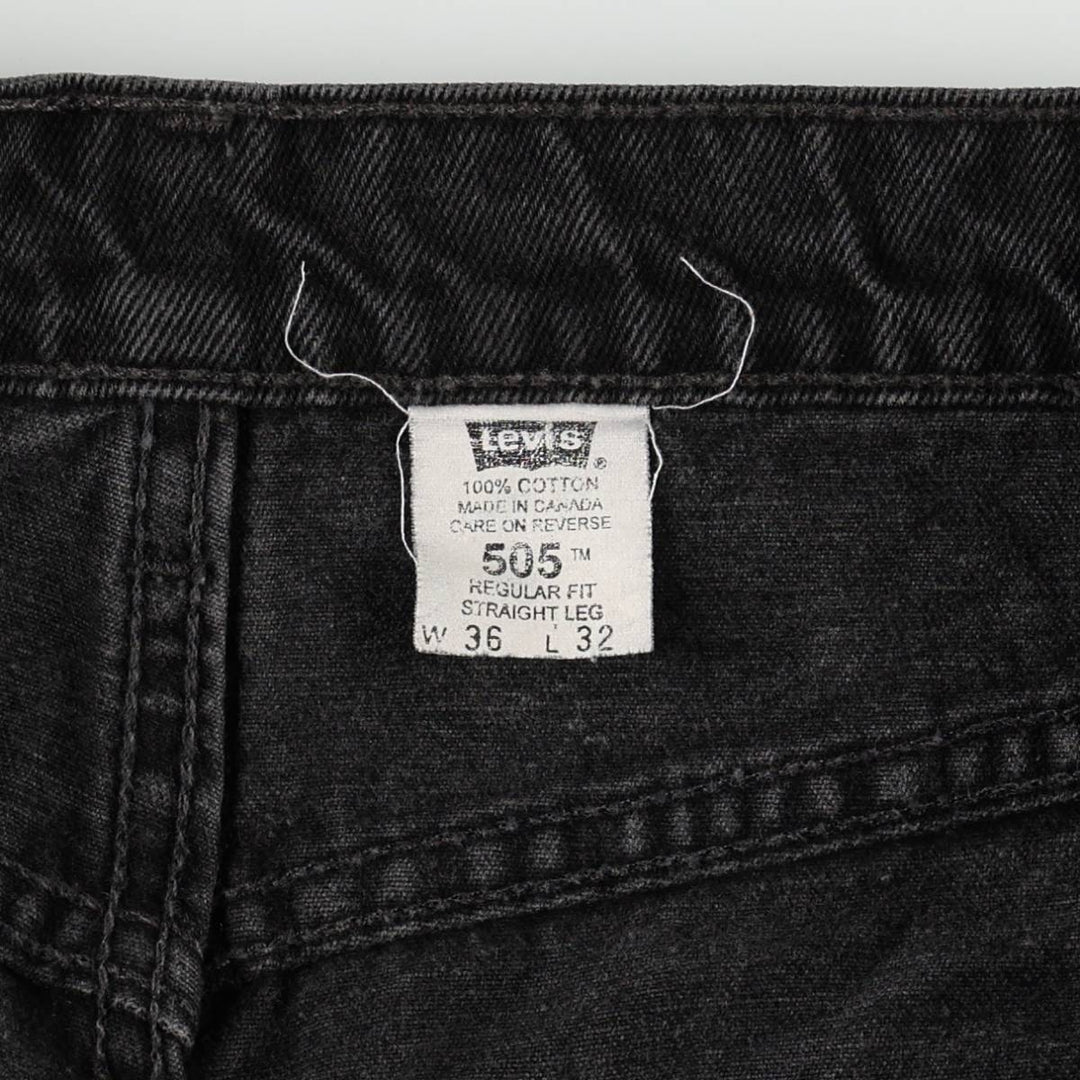 90'S Levi's 505 Regular Fit Straight Leg Black Denim Tapered Denim Pants, Made in Canada, Men's Size 36 cotton black type Vintage Second Hand
