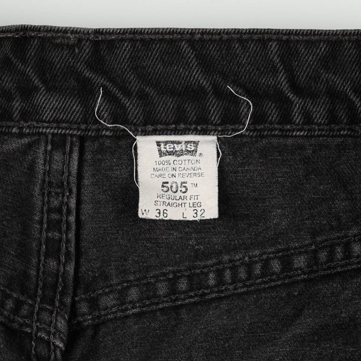 90'S Levi's 505 Regular Fit Straight Leg Black Denim Tapered Denim Pants, Made in Canada, Men's Size 36 cotton black type Vintage Second Hand