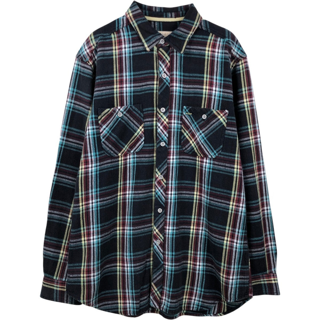 THE TERRITORY AHEAD Long-Sleeve Flannel Check Shirt, Men's Size L (approx.) cotton Charcoal Vintage Second Hand