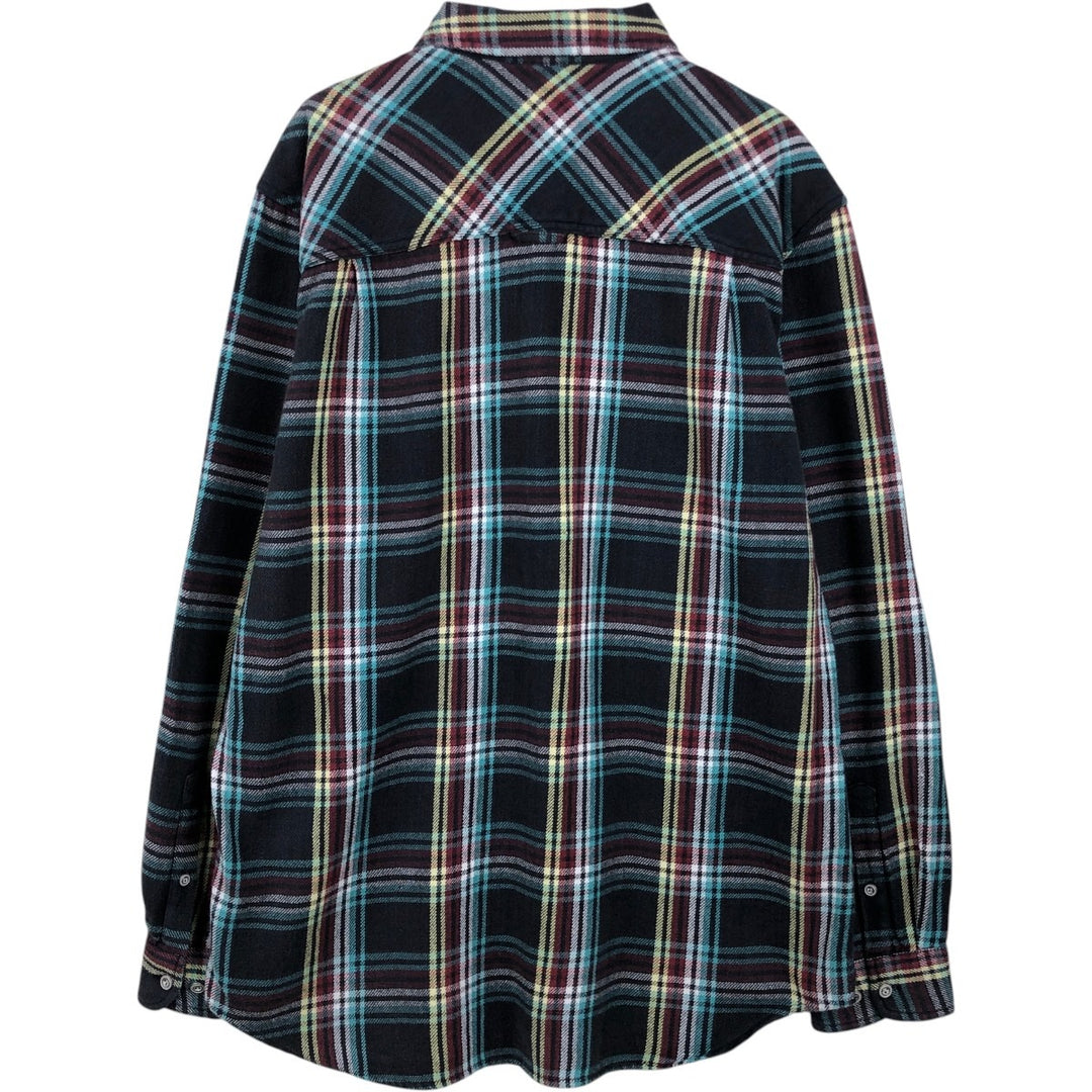 THE TERRITORY AHEAD Long-Sleeve Flannel Check Shirt, Men's Size L (approx.) cotton Charcoal Vintage Second Hand