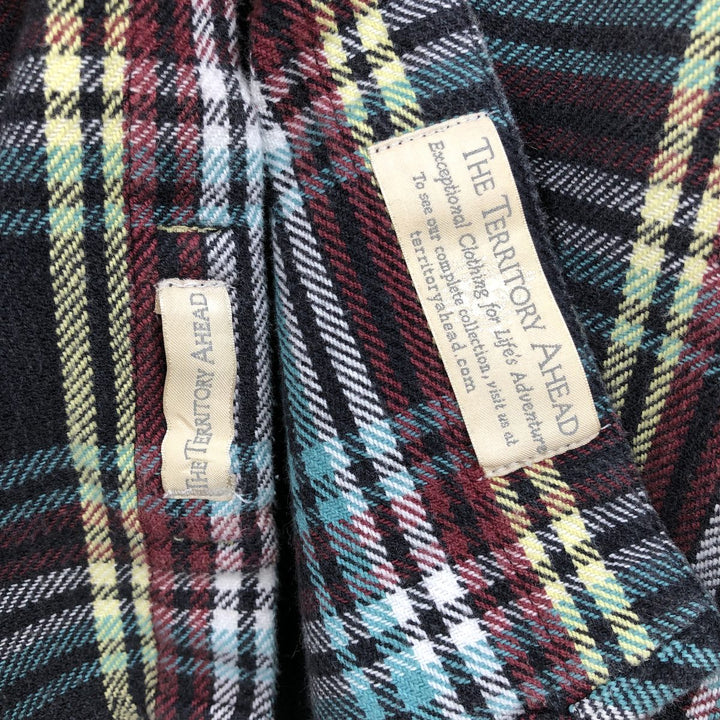THE TERRITORY AHEAD Long-Sleeve Flannel Check Shirt, Men's Size L (approx.) cotton Charcoal Vintage Second Hand