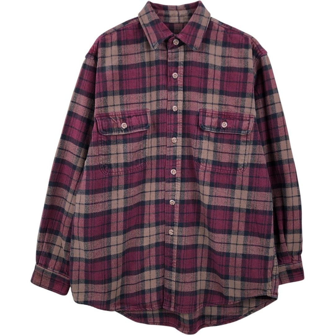FIELD and STREAM Long Sleeve Flannel Check Shirt, Men's Size M unclear Red type red-purple Vintage Second Hand