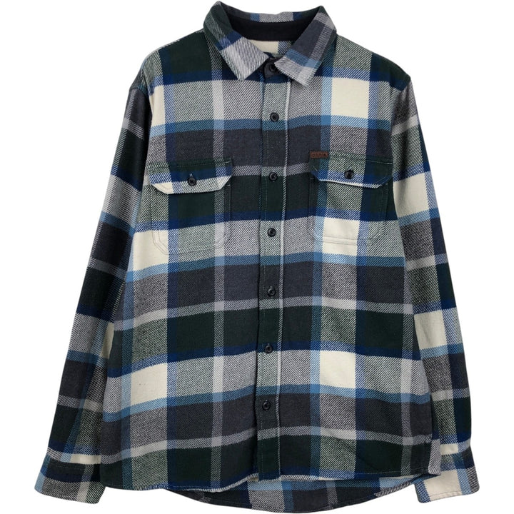 ORVIS Long Sleeve Heavy Flannel Check Shirt, Men's Size M cotton Khaki type Vintage Second Hand