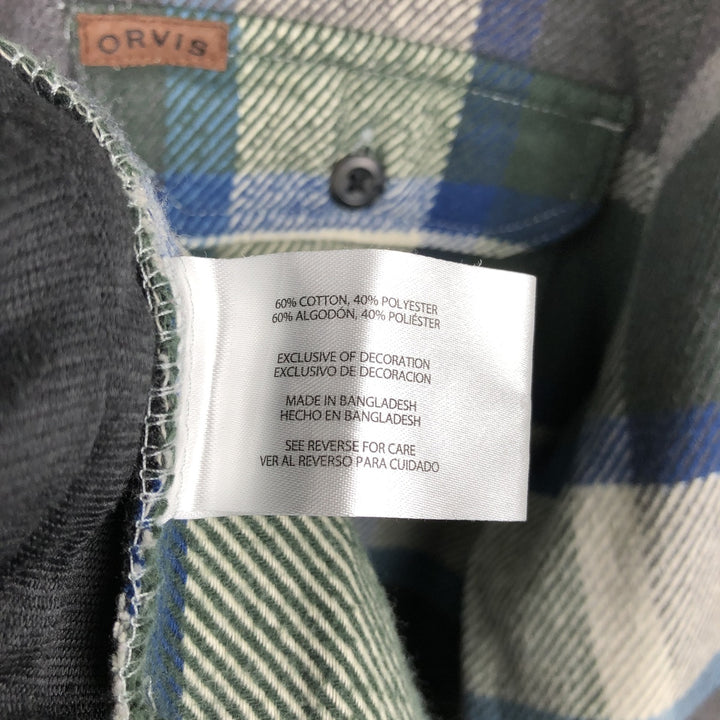 ORVIS Long Sleeve Heavy Flannel Check Shirt, Men's Size M cotton Khaki type Vintage Second Hand