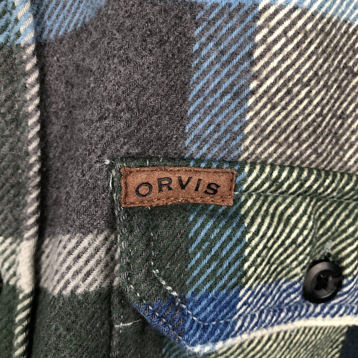 ORVIS Long Sleeve Heavy Flannel Check Shirt, Men's Size M cotton Khaki type Vintage Second Hand