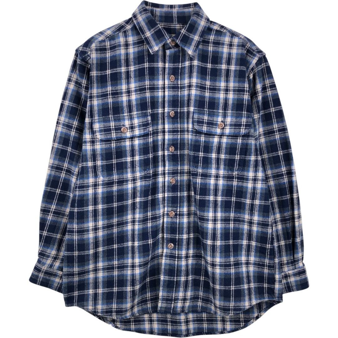 FIELD and STREAM Long Sleeve Flannel Check Shirt, Men's Size M cotton navy blue type Vintage Second Hand