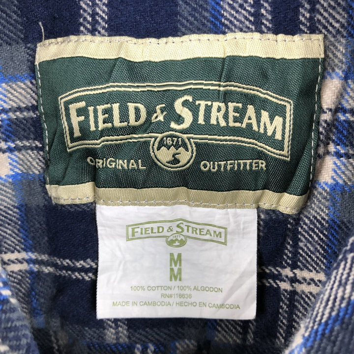 FIELD and STREAM Long Sleeve Flannel Check Shirt, Men's Size M cotton navy blue type Vintage Second Hand