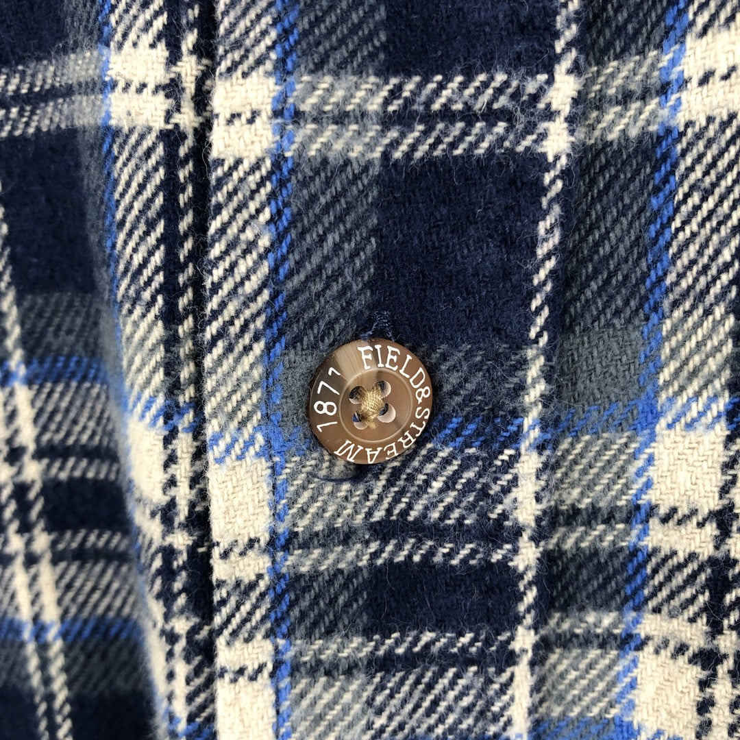 FIELD and STREAM Long Sleeve Flannel Check Shirt, Men's Size M cotton navy blue type Vintage Second Hand
