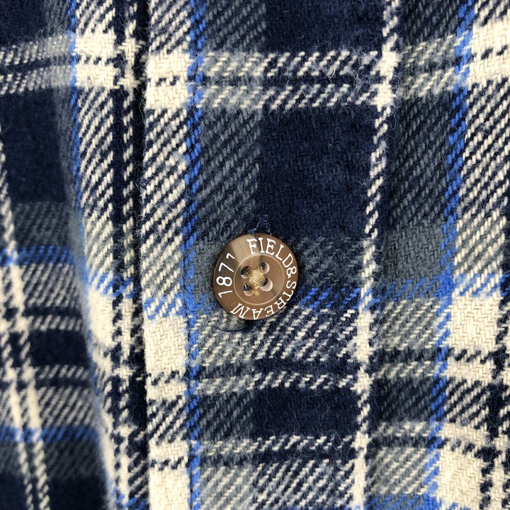 FIELD and STREAM Long Sleeve Flannel Check Shirt, Men's Size M cotton navy blue type Vintage Second Hand