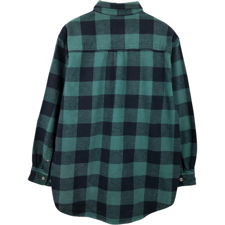 FIELD and STREAM Buffalo Check Long Sleeve Heavy Flannel Check Shirt, Men's Size L cotton green type Vintage Second Hand