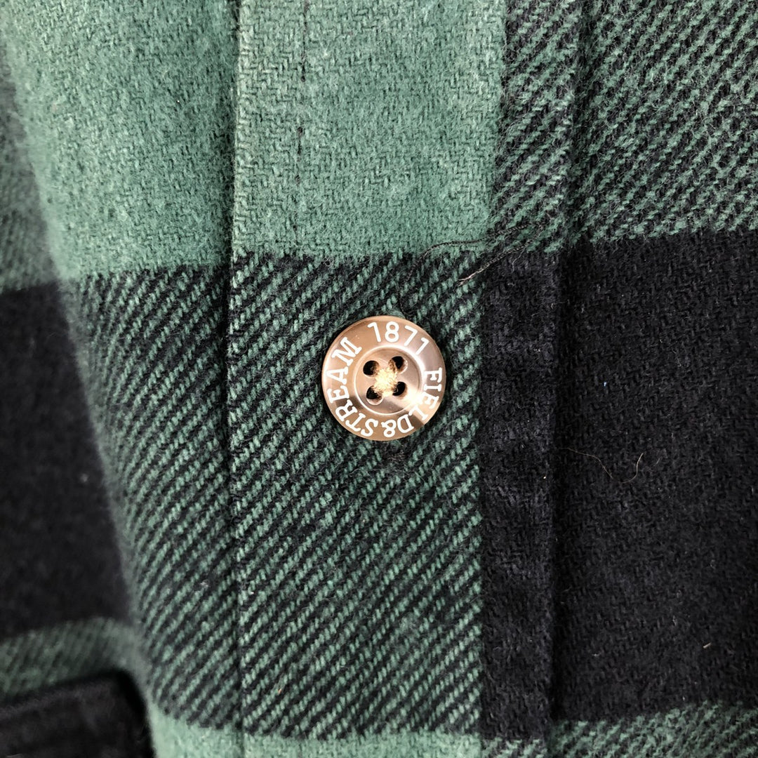 FIELD and STREAM Buffalo Check Long Sleeve Heavy Flannel Check Shirt, Men's Size L cotton green type Vintage Second Hand