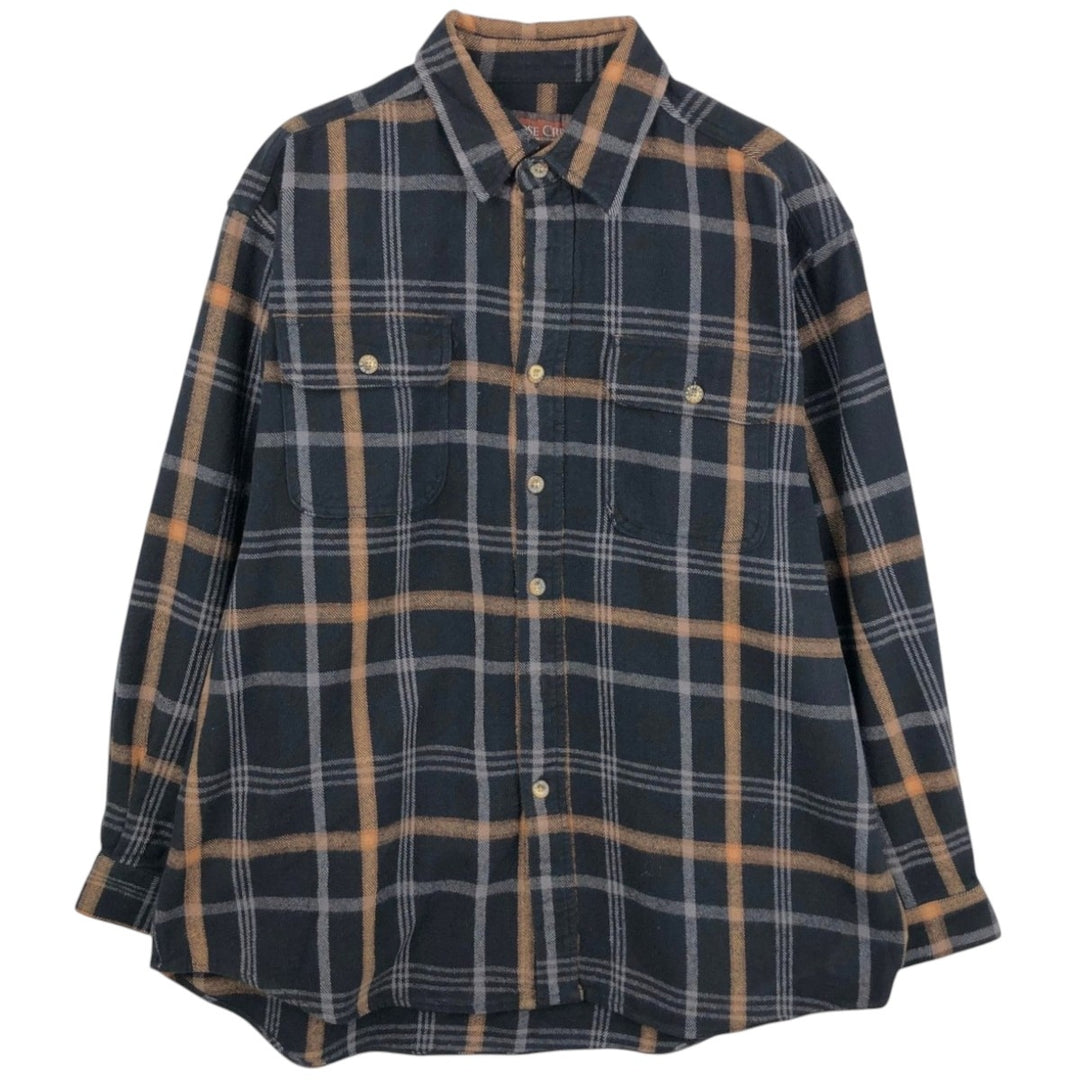 MOOSE CREEK Long Sleeve Heavy Flannel Check Shirt Men's XL cotton black type Vintage Second Hand