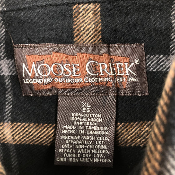 MOOSE CREEK Long Sleeve Heavy Flannel Check Shirt Men's XL cotton black type Vintage Second Hand