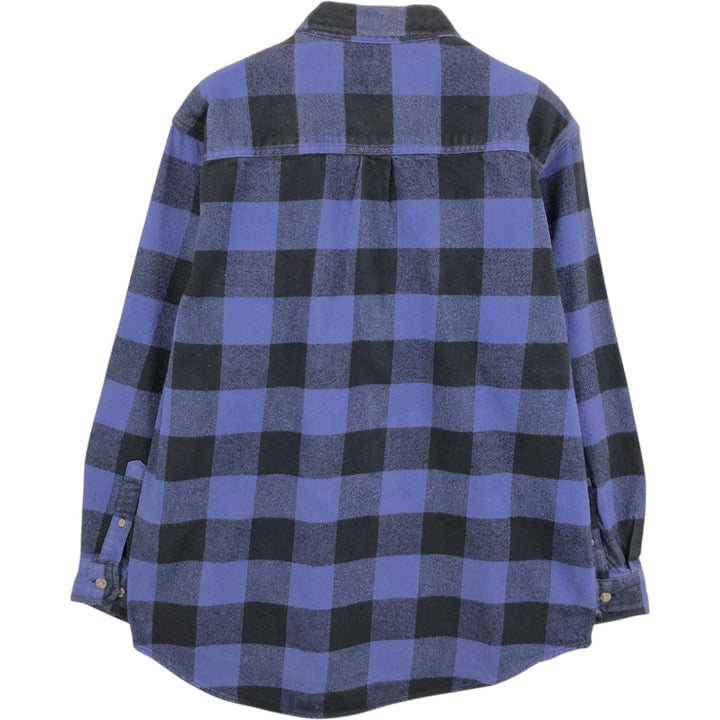 FIELD&STREAM Buffalo Check Long-Sleeve Heavy Flannel Check Shirt (Men's Size L) cotton blue type Vintage Second Hand