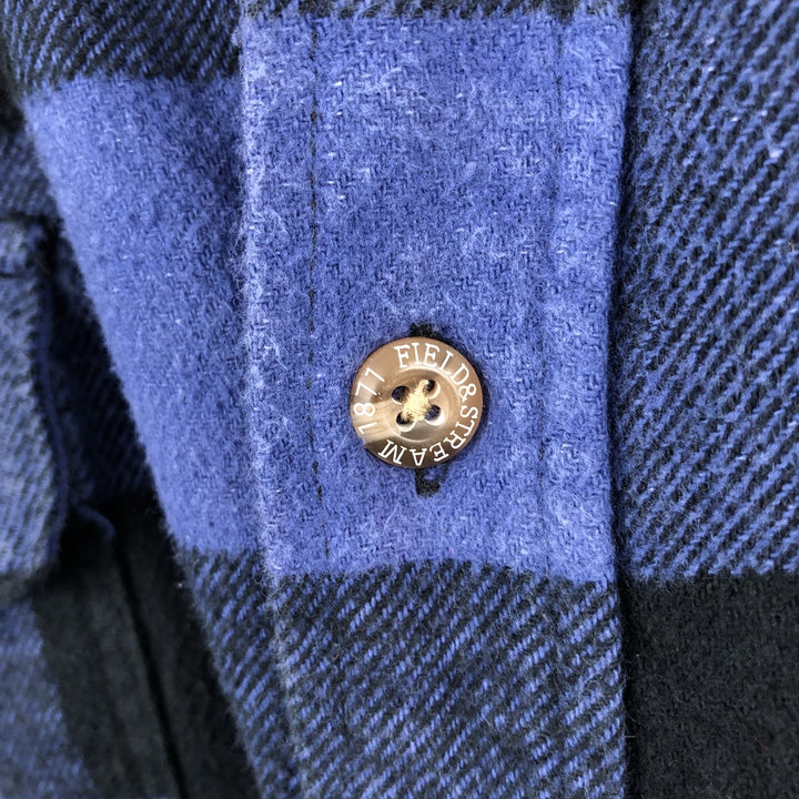 FIELD&STREAM Buffalo Check Long-Sleeve Heavy Flannel Check Shirt (Men's Size L) cotton blue type Vintage Second Hand