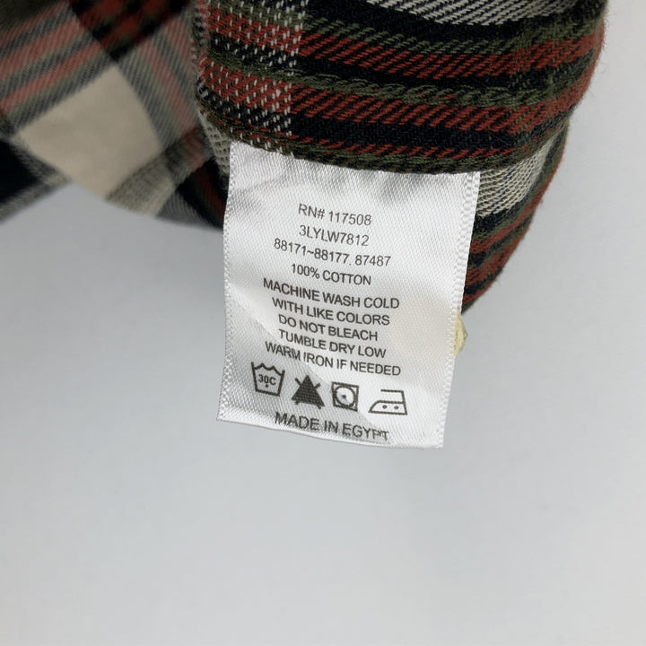 Levi's long-sleeved Western flannel check shirt, men's size L (approx.) cotton Khaki type Vintage Second Hand
