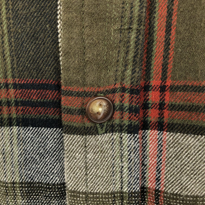 Levi's long-sleeved Western flannel check shirt, men's size L (approx.) cotton Khaki type Vintage Second Hand