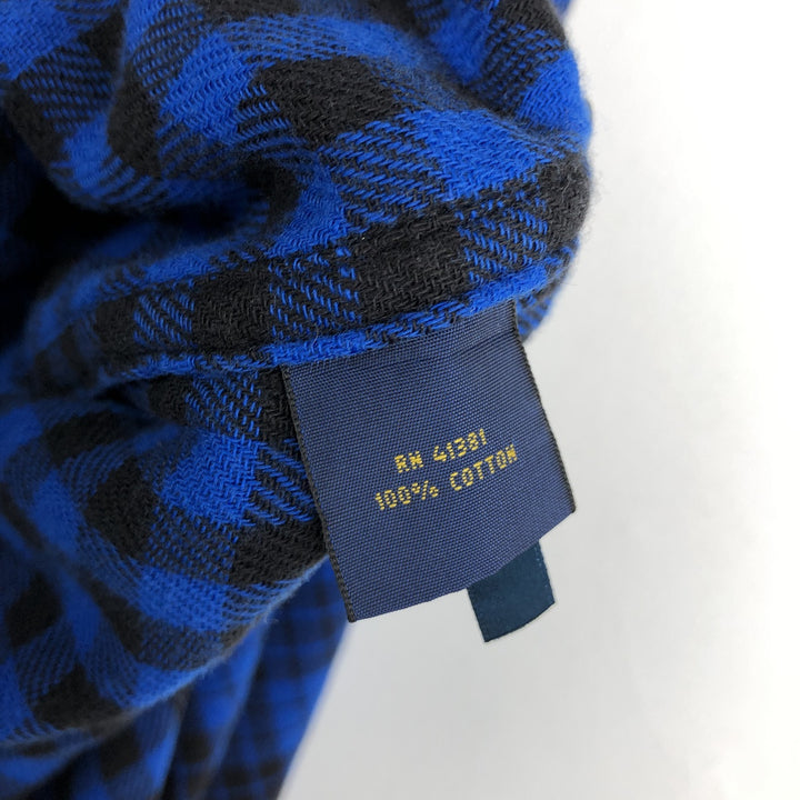 Ralph Lauren POLO RALPH LAUREN long-sleeved flannel check shirt, men's size L cotton blue type Vintage Second Hand