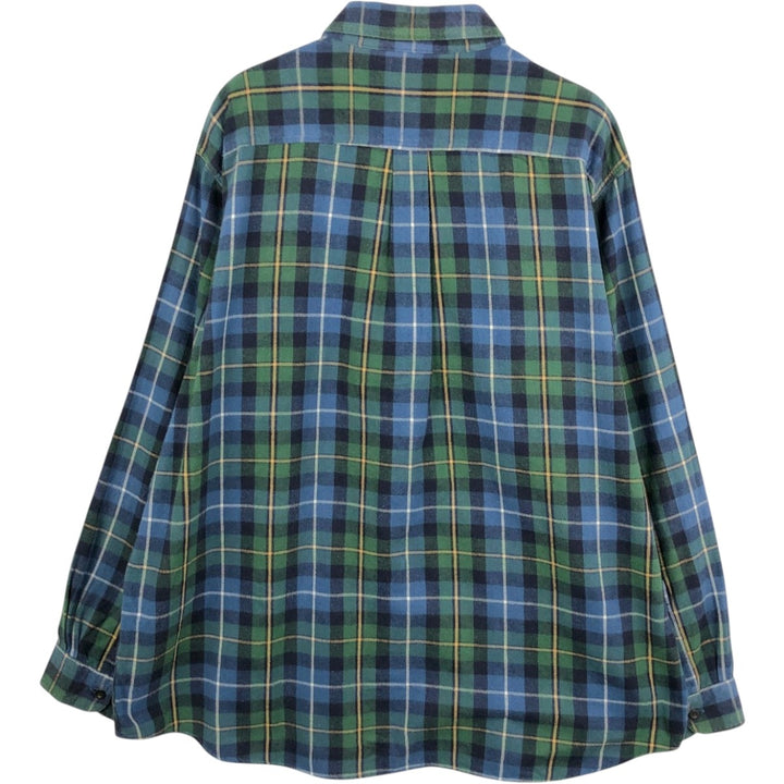 LLBean Long Sleeve Button Down Flannel Check Shirt Men's XL cotton green type Vintage Second Hand