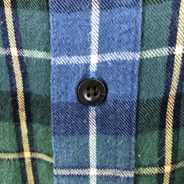 LLBean Long Sleeve Button Down Flannel Check Shirt Men's XL cotton green type Vintage Second Hand