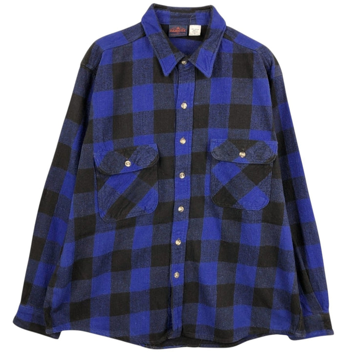 90'S Dakota Buffalo Check Long-Sleeve Flannel Check Shirt, Men's Size XL (Equivalent), Vintage cotton blue type Vintage Second Hand