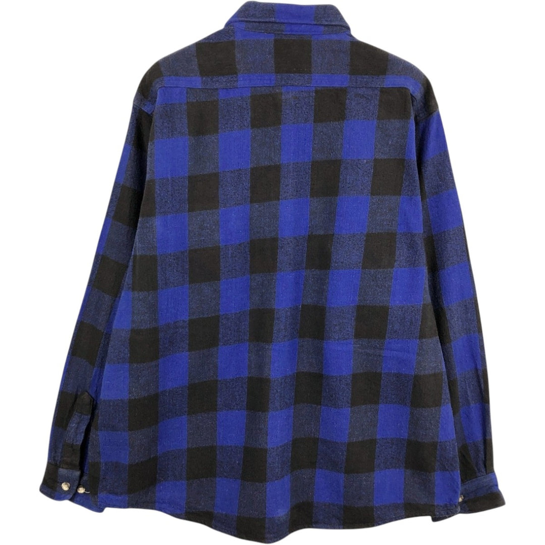 90'S Dakota Buffalo Check Long-Sleeve Flannel Check Shirt, Men's Size XL (Equivalent), Vintage cotton blue type Vintage Second Hand