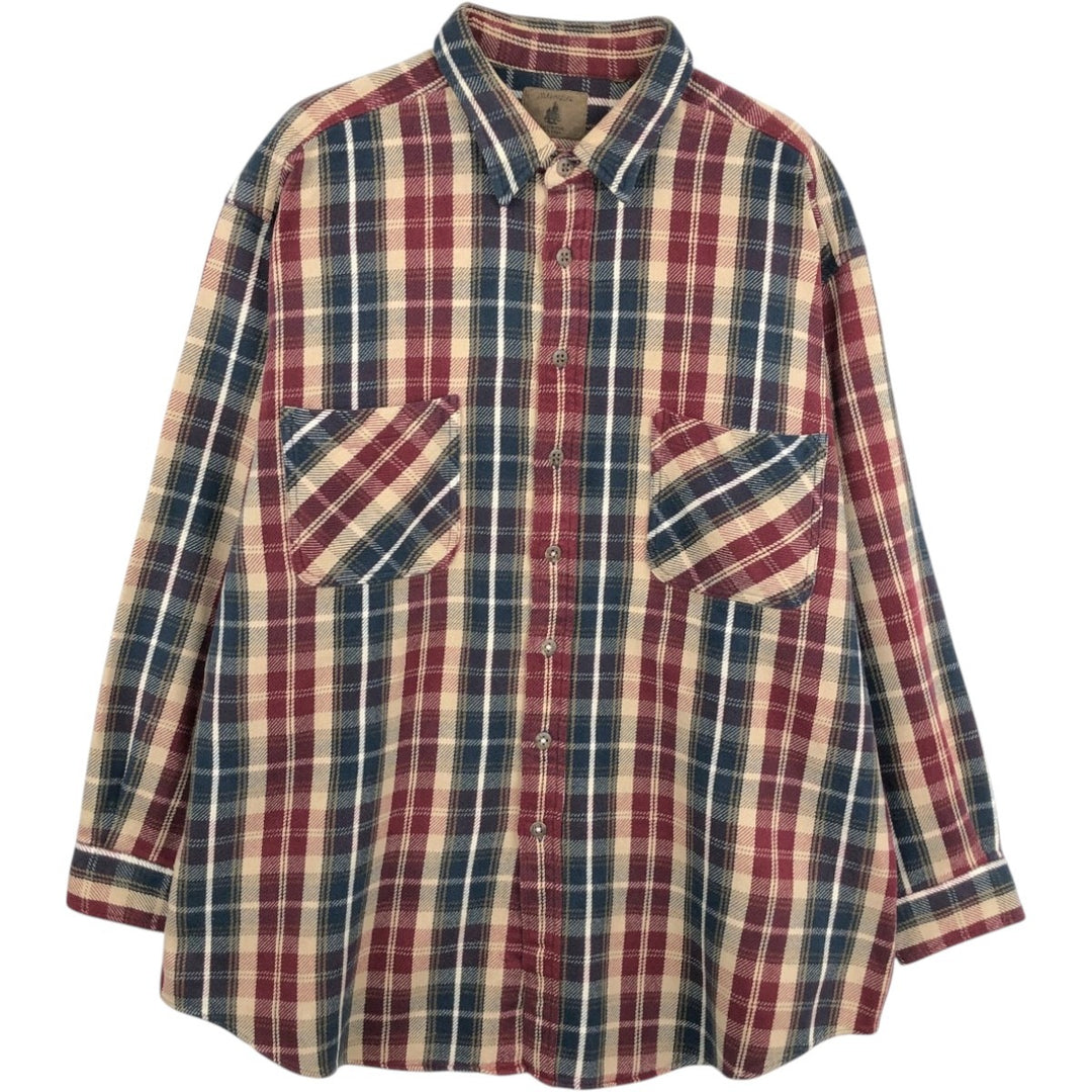 1990'S St. John's Bay Long-Sleeve Flannel Check Shirt, Men's XXL (approx.), Vintage unclear Green type dark green Vintage Second Hand