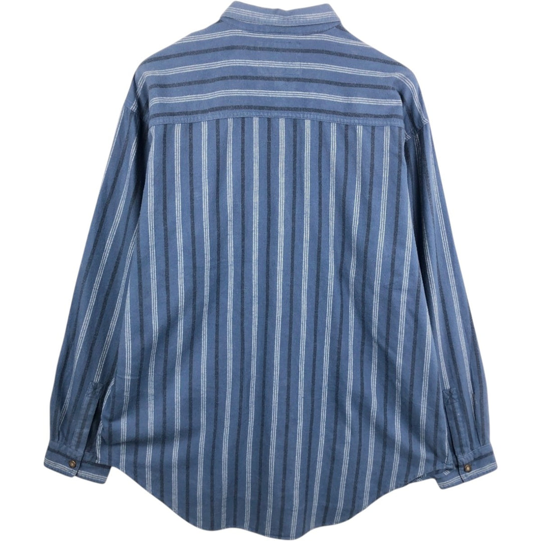 90'S Levi's Stripe Pattern Multi-Striped Long-Sleeve Flannel Shirt, Men's Size XL (Equivalent), Vintage cotton blue type Vintage Second Hand