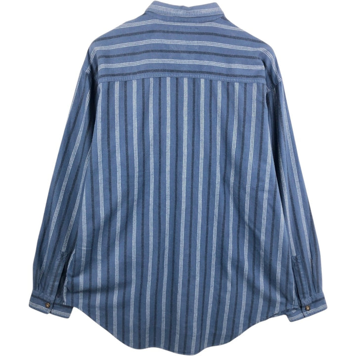 90'S Levi's Stripe Pattern Multi-Striped Long-Sleeve Flannel Shirt, Men's Size XL (Equivalent), Vintage cotton blue type Vintage Second Hand