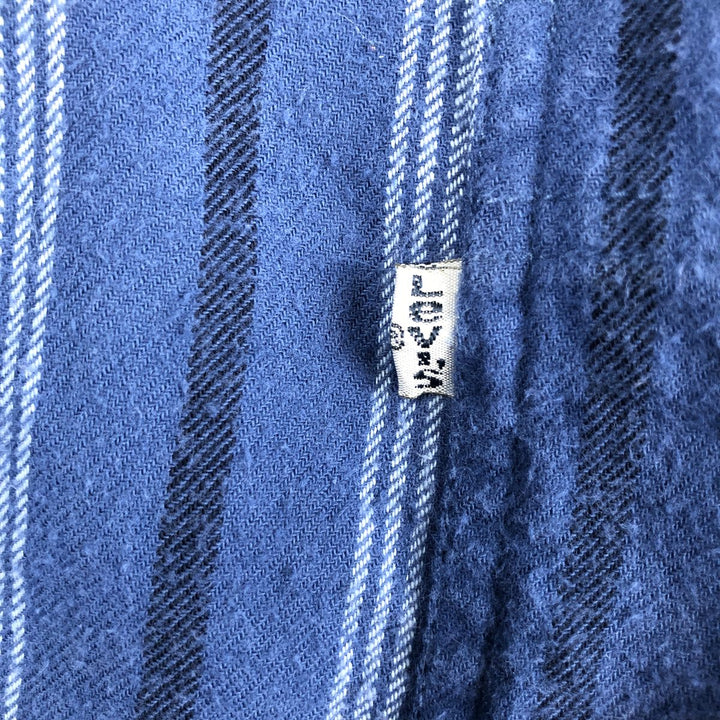 90'S Levi's Stripe Pattern Multi-Striped Long-Sleeve Flannel Shirt, Men's Size XL (Equivalent), Vintage cotton blue type Vintage Second Hand