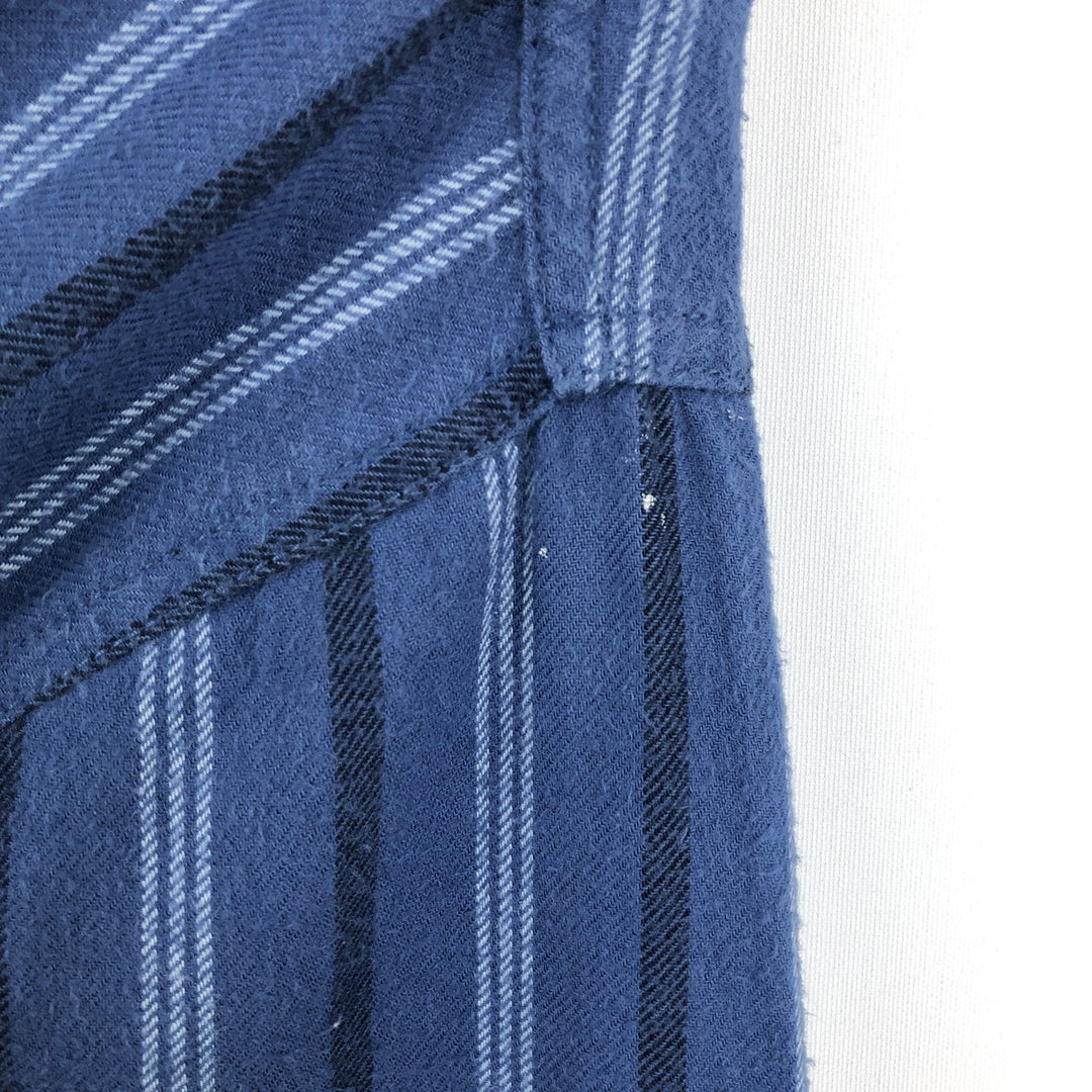 90'S Levi's Stripe Pattern Multi-Striped Long-Sleeve Flannel Shirt, Men's Size XL (Equivalent), Vintage cotton blue type Vintage Second Hand