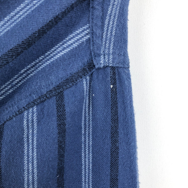 90'S Levi's Stripe Pattern Multi-Striped Long-Sleeve Flannel Shirt, Men's Size XL (Equivalent), Vintage cotton blue type Vintage Second Hand