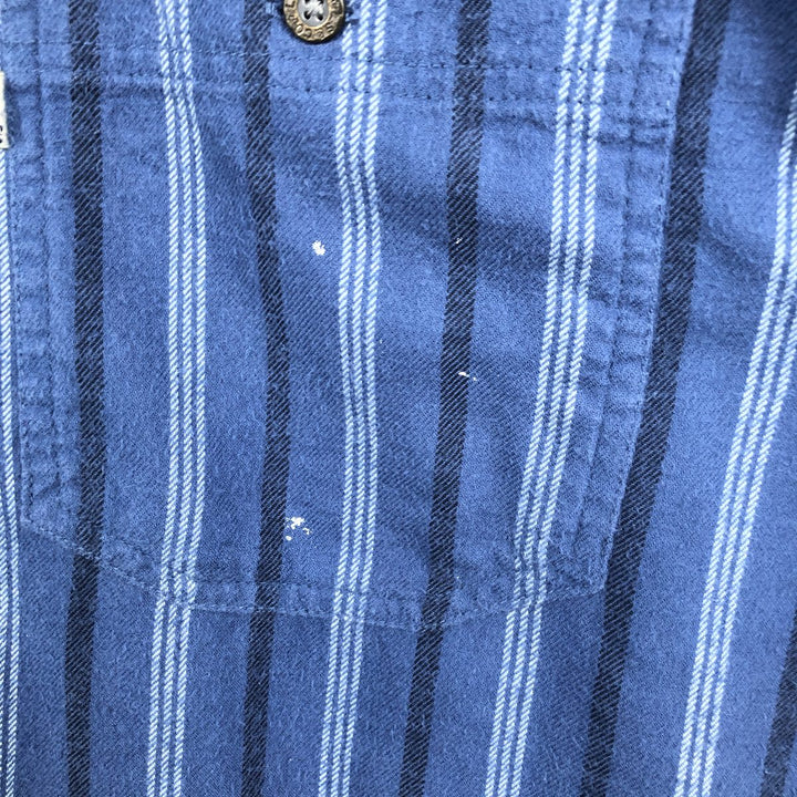 90'S Levi's Stripe Pattern Multi-Striped Long-Sleeve Flannel Shirt, Men's Size XL (Equivalent), Vintage cotton blue type Vintage Second Hand