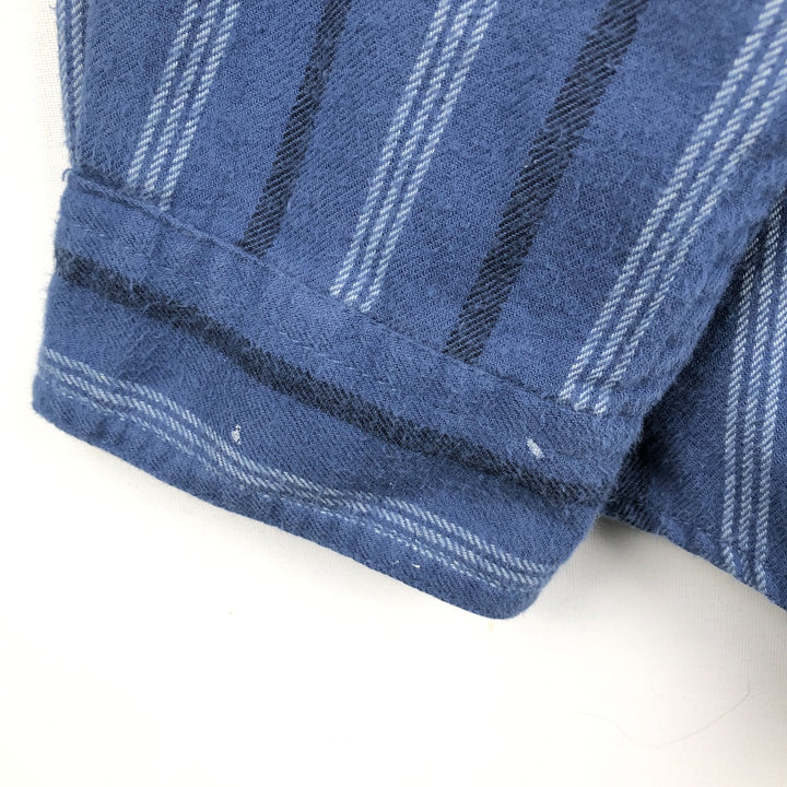 90'S Levi's Stripe Pattern Multi-Striped Long-Sleeve Flannel Shirt, Men's Size XL (Equivalent), Vintage cotton blue type Vintage Second Hand