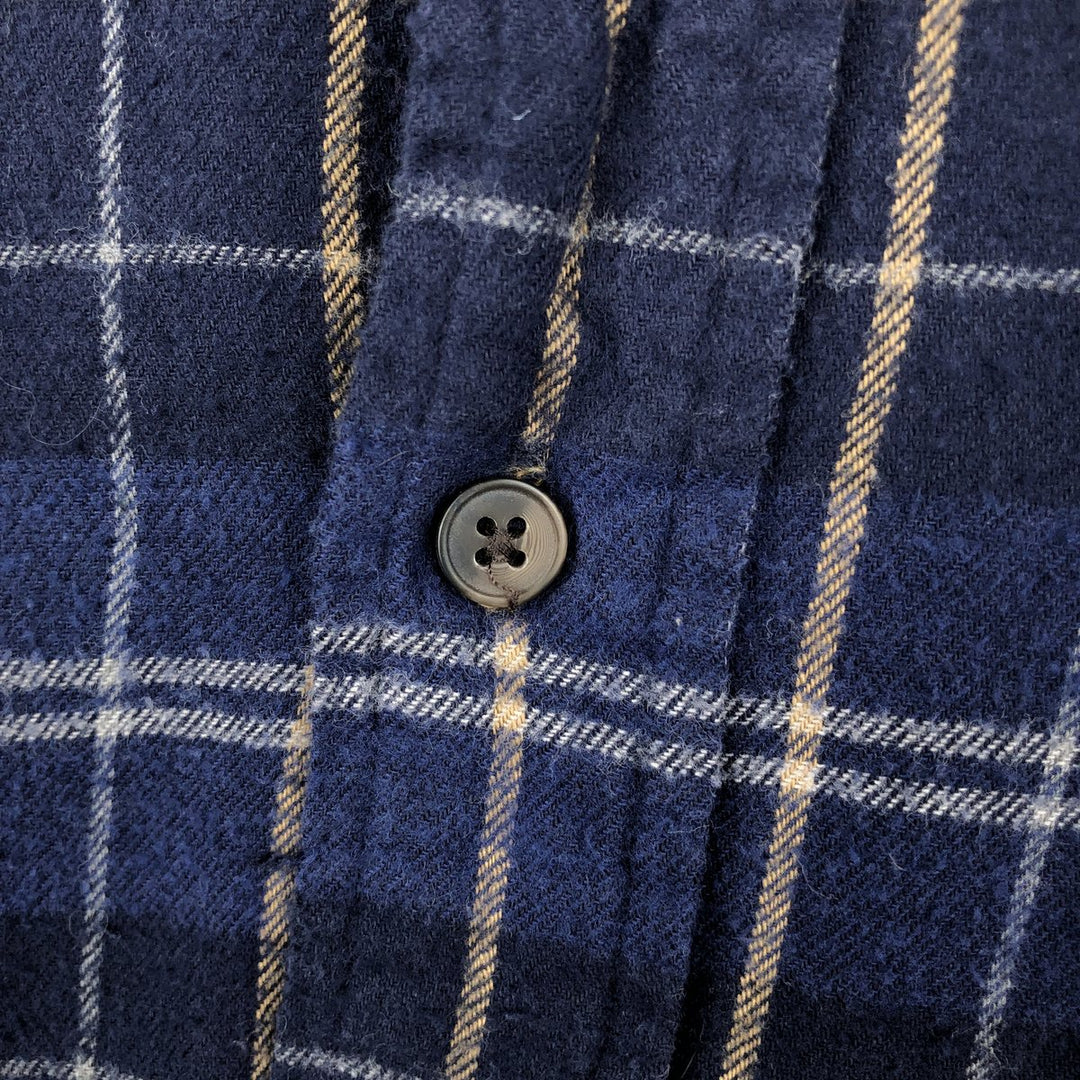 90s-00'S St. John's Bay long-sleeved button-down flannel check shirt, men's size XL (approx.) cotton blue type Vintage Second Hand