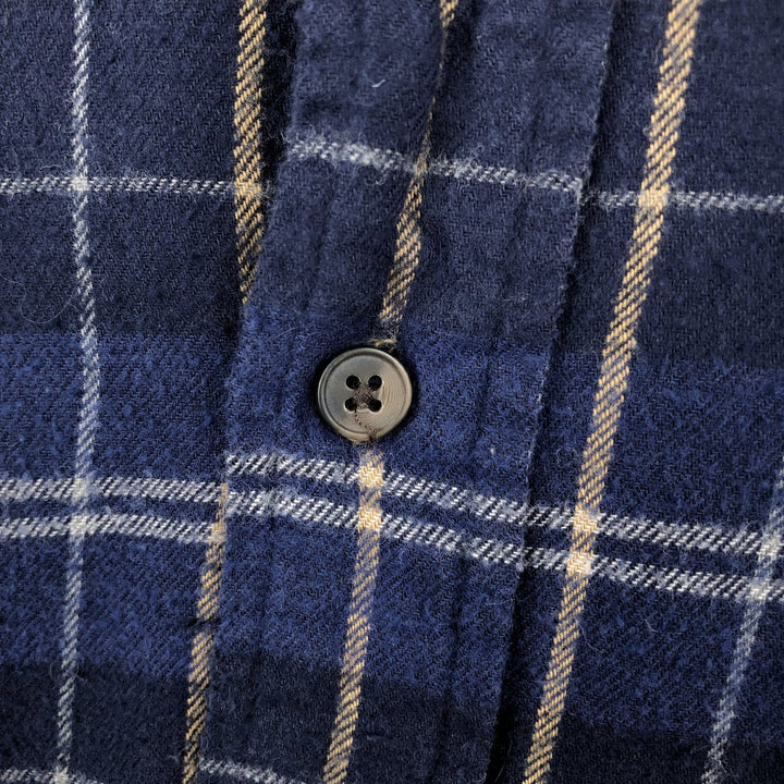 90s-00'S St. John's Bay long-sleeved button-down flannel check shirt, men's size XL (approx.) cotton blue type Vintage Second Hand